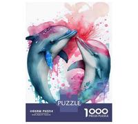 Puzzles pour Adolescents 1000 Pièces Dolphin Couple Love Story Puzzles pour Adolescents, Jouet, Décoration Murale, Décoration Intérieure, Interaction Parent-Enfant 38x26cm/1000pcs