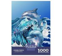 Puzzles pour Adolescents 1000 Pièces Dolphins in The Surf Puzzles pour Adultes Jeux Relaxants Assemblage De Motifs Cadeaux Uniques pour Anniversaire Et Noël 38x26cm/1000pcs