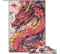 Puzzles pour Adolescents 1000 pièces Dragon Aquarelle, Chaque pièce est Unique - Jeu Familial Stimulant pour Les 14 Ans (Taille 50x75cm)