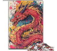 Puzzles pour Adolescents 1000 pièces Dragon Aquarelle, pour stimuler Le Cerveau, Jouets addictifs pour cultiver la Patience, décoration Parfaite (Taille 50x75cm)