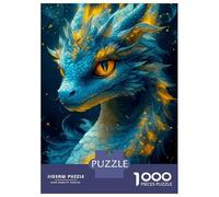 Puzzles pour Adolescents 1000 Pièces Dragon Blue Aimal Puzzle Anti-Stress, Découpe De Précision, Cadeau d'anniversaire Unique 38x26cm/1000pcs