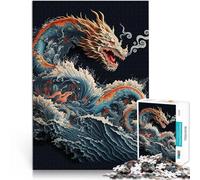 Puzzles pour Adolescents 1000 pièces Dragon dans Les Vagues Jeu Familial Anti-Stress Défi Difficile Idées Cadeaux 38x26cm
