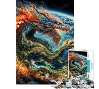 Puzzles pour Adolescents 1000 pièces Dragon de la Terre Élémentaire Puzzles pour Adultes Jouets Anti-Stress mais Amusants et Humoristiques Interaction Parent-Enfant (Taille 38x52cm)