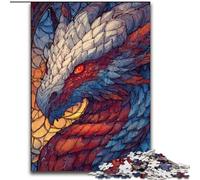 Puzzles pour Adolescents 1000 pièces, Dragon en vitrail, activité familiale, décoration d'intérieur Unique et Cadeaux pour Les 14 Ans et Plus (Taille 50x75cm)