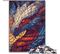 Puzzles pour Adolescents 1000 pièces, Dragon en vitrail, activité familiale, décoration d'intérieur Unique et Cadeaux pour Les 14 Ans et Plus (Taille 26x38cm)