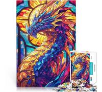 Puzzles pour Adolescents 1000 pièces Dragon épique en vitrail pour Le Jeu éducatif Challenge Toy Œuvre d'art 52x38cm