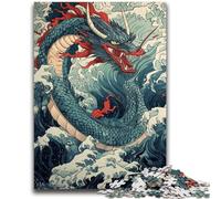 Puzzles pour Adolescents 1000 pièces Dragon Japonais Anti-Stress Défi Difficile Décoration d'intérieur Unique et Cadeaux 50x75cm