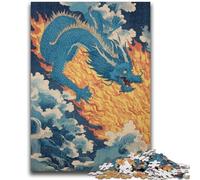 Puzzles pour Adolescents 1000 pièces Dragon Japonais Anti-Stress Staycation Kill Time avec Affiche et fiche de Questions-réponses Assorties 26x38cm