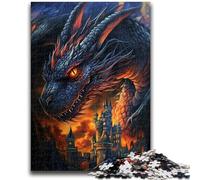 Puzzles pour Adolescents 1000 pièces Dragon Noir Chinois 1000 pièces pour Adultes, Jeux éducatifs familiaux, décoration d'intérieur, Cadeau 38x26cm