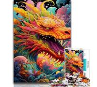 Puzzles pour Adolescents 1000 pièces Dragon psychédélique, Jouets de Divertissement Familial, idéal comme Cadeau pour Toute la Famille 38x26cm