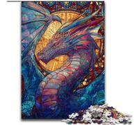 Puzzles pour Adolescents, 1000 pièces, Dragon vitrail, activité familiale, décoration d'intérieur Unique et Cadeaux pour Les 14 Ans et Plus (Taille 50x75cm)