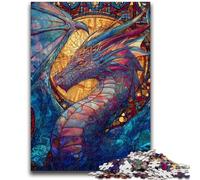 Puzzles pour Adolescents 1000 pièces Dragon vitrail Difficile à compléter mais Amusant et Humoristique Jeu éducatif pour Anniversaire 50x75cm