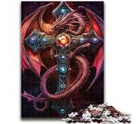 Puzzles pour Adolescents 1000 pièces Dragon Volant et épée Jeu éducatif Familial Décoration Murale Cadeaux d'anniversaire et de Noël Uniques 50x75cm