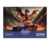 Puzzles pour Adolescents 1000 Pièces Dragons and Sports Cars A Mythical Fusion Puzzles pour Adolescents Jeux Relaxants Course De Vitesse Manuelle Est Idéal comme Cadeau 38x26cm/1000pcs