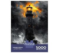 Puzzles pour Adolescents 1000 Pièces Dramatic Lighthouse Amidst Storm in Charcoal Style Puzzle À Faire Soi-même, Jouet Anti-Stress, Interaction Parent-Enfant 38x26cm/1000pcs