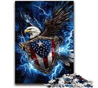 Puzzles pour Adolescents 1000 pièces Drapeau américain Aigle Jeu éducatif Familial Décoration Murale Cadeaux d'anniversaire et de Noël Uniques 26x38cm