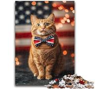 Puzzles pour Adolescents 1000 pièces Drapeau américain Chat Défi d'intelligence cérébrale Jouets addictifs Cadeau d'anniversaire, Cadeaux, Décoration Murale 50x75cm