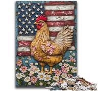 Puzzles pour Adolescents 1000 pièces Drapeau américain Coq Jeu éducatif Difficile à compléter mais Amusant et Humoristique pour Anniversaire 50x75cm