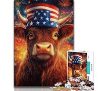 Puzzles pour Adolescents 1000 pièces Drapeau américain Yak, Anti-Stress, Vacances à la Maison, Passe-Temps, améliore l'amour Entre Couples (38x26cm)
