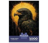 Puzzles pour Adolescents 1000 Pièces Eagle Portrait with Golden Halo Puzzles pour Adolescents, Jouet, Décoration Murale, Décoration Intérieure, Interaction Parent-Enfant 38x26cm/1000pcs