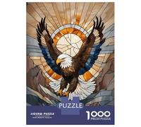 Puzzles pour Adolescents 1000 Pièces Eagle Stained Glass Puzzle Casse-tête Jeu De Réflexion Cadeaux pour Femmes Cadeaux De Noël Et d'anniversaire 52x38cm/1000pcs