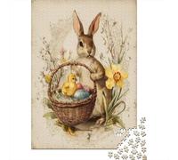 Puzzles pour Adolescents 1000 Pièces Easter Basket with Bunny and Chick Puzzles pour Adultes Course De Vitesse Manuelle pour Anniversaire, Noël Jeu Stimulant Cadeaux 52x38cm/1000pcs