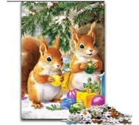 Puzzles pour Adolescents 1000 pièces Écureuil de Noël Aquatique, Difficile avec des pièces entièrement emboîtables de Formes aléatoires (Taille 26x38cm)