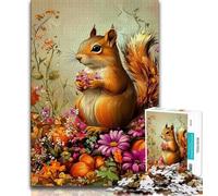 Puzzles pour Adolescents 1000 pièces Écureuil Fleurs, Jouets éducatifs Anti-Stress Anniversaire et Cadeaux Uniques 50x75cm