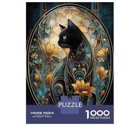 Puzzles Pour Adolescents 1000 Pièces Elegant Black Cat Art Nouveau Puzzle Pour Adolescents Course De Vitesse Manuelle Difficile Et Stimulant Jeu Amusant Et Stimulant Pour Toute La Famille 70x50cm/1000