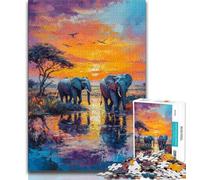 Puzzles pour Adolescents 1000 pièces Éléphant d'Afrique, Jouet éducatif Anti-Stress, idéal comme Cadeau pour Toute la Famille (38x26cm)