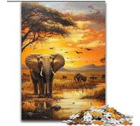 Puzzles pour Adolescents 1000 pièces Éléphant d'Afrique, Jouets éducatifs, Jeux Anti-Stress, Superbes Cadeaux et Jouets 50x75cm