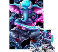 Puzzles pour Adolescents 1000 pièces Éléphant Guerrier Cyberpunk Activités Amusantes à la Maison Course de Vitesse Manuelle Jeux familiaux pour Les 14 Ans et Plus (50x75cm)