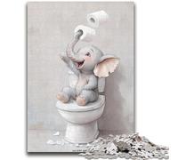 Puzzles pour Adolescents 1000 pièces Éléphant Jouant avec du Papier Toilette pour Les 14 Ans et Plus Défi éducatif Activités Amusantes à la Maison, Cadeaux d'anniversaire, Cadeaux de Voyage 26x38cm
