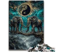 Puzzles pour Adolescents 1000 pièces Éléphant Magique Jeu éducatif Familial Décoration Murale Cadeaux d'anniversaire et de Noël Uniques 26x38cm