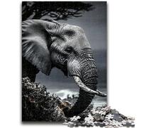 Puzzles pour Adolescents 1000 pièces, éléphant Noir et Blanc, défi d'intelligence cérébrale, Jouets addictifs, Cadeau d'anniversaire, décoration Murale 26x38cm