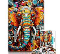Puzzles pour Adolescents 1000 pièces Éléphant psychédélique, Jouets éducatifs, Anti-Stress, Cadeaux d'anniversaire Uniques (75x50cm)