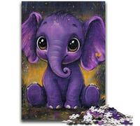 Puzzles pour Adolescents 1000 pièces Éléphant Violet Jeux de détente Jeu éducatif pour Anniversaire, Noël pour et 14 Ans et Plus 26x38cm