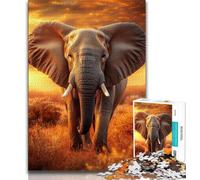 Puzzles pour Adolescents 1000 pièces Éléphants au Coucher du Soleil, Jeux éducatifs, décoration de la Maison, Jeu éducatif pour Anniversaire, Noël (75x50cm)