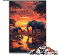 Puzzles pour Adolescents 1000 pièces Éléphants d'Afrique, entraînez Votre Cerveau et Vos Mains Cadeaux d'anniversaire et Cadeaux Uniques pour Les 14 Ans et Plus (Taille 50x75cm)