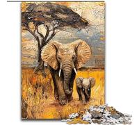 Puzzles pour Adolescents 1000 pièces Éléphants d'Afrique, Jeu Familial Anti-Stress, défi Difficile, Une œuvre d'art pour Les 14 Ans et Plus (Taille 26x38cm)