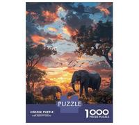 Puzzles pour Adolescents 1000 Pièces Elephants Nature SynthWave Puzzles pour Adolescents, Jouet, Décoration Murale, Décoration Intérieure, Interaction Parent-Enfant 52x38cm/1000pcs