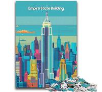 Puzzles pour Adolescents 1000 pièces Empire State Building 1000 pièces pour Adolescents, avec Affiche et fiche de Questions correspondantes pour Les 14 Ans et Plus (50x75cm)