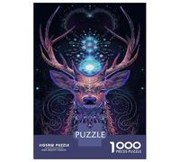 Puzzles pour Adolescents 1000 Pièces Enchanted Deer Art Print Puzzles pour Adultes, Jouets À Monter Soi-même, Analyse Et Logique, Activités Ludiques À La Maison, 70x50cm/1000pcs
