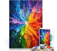 Puzzles pour Adolescents 1000 pièces Explosion de Peinture Arc-en-Ciel Jouets éducatifs avec Affiche et Feuille de Questions correspondantes 75x50cm