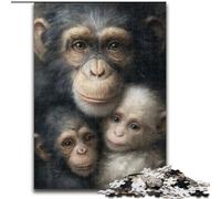 Puzzles pour Adolescents 1000 pièces Famille de chimpanzés, Jouets éducatifs, Jeux Anti-Stress, Superbes Cadeaux et Jouets 26x38cm