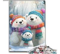 Puzzles pour Adolescents 1000 pièces Famille d'ours Polaires, Jouets éducatifs et éducatifs, Cadeaux d'anniversaire Uniques pour Les 14 Ans et Plus (Taille 50x75cm)