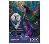 Puzzles pour Adolescents 1000 Pièces Fantasy Artwork with Tiger-1 Puzzles pour Adultes Assemblage De Modèles De Puzzles Stimulants Amusant en Famille Et Soirée Jeux 70x50cm/1000pcs