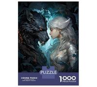 Puzzles pour Adolescents 1000 Pièces Fantasy Artwork Wolf and Elf Puzzle Jeux Relaxants Défi Difficile Activités Amusantes À La Maison 52x38cm/1000pcs