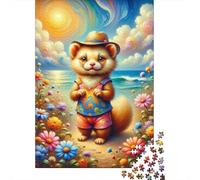 Puzzles pour Adolescents 1000 Pièces Fantasy Ferret in Floral Paradise Puzzle pour Adultes Jouets Anti-Stress Améliore La Mémoire Cadeaux Anti-Stress 38x26cm/1000pcs