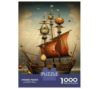 Puzzles pour Adolescents 1000 Pièces Fantasy Pirate Ship Art Print Puzzle pour Adultes Jeux Relaxants Vacances À La Maison Passer Le Temps Difficile À Compléter 52x38cm/1000pcs